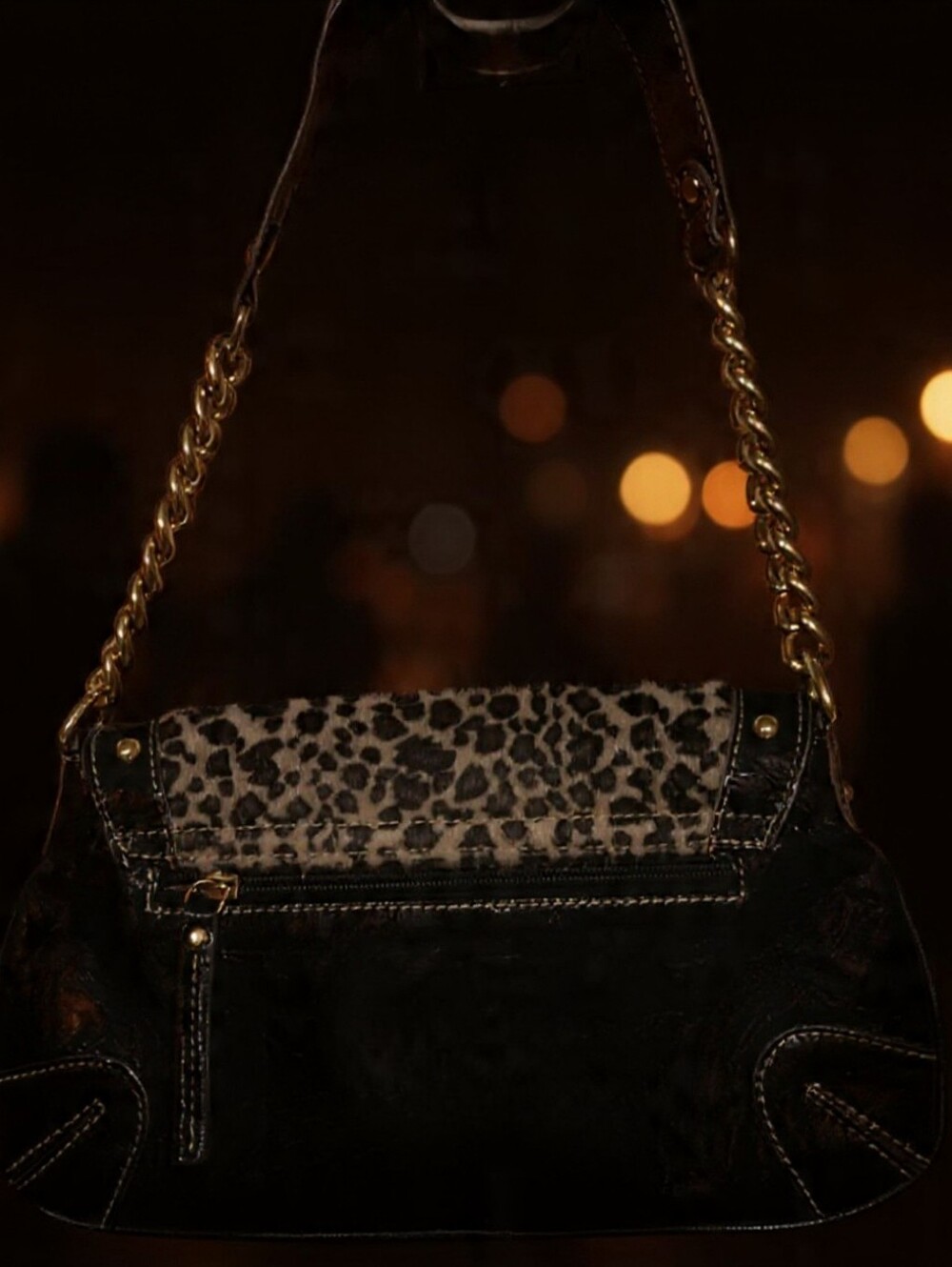Y2k David Jones Mob Wife Leopard Pony Hair Shoulder Bay Indie Going Out Bag